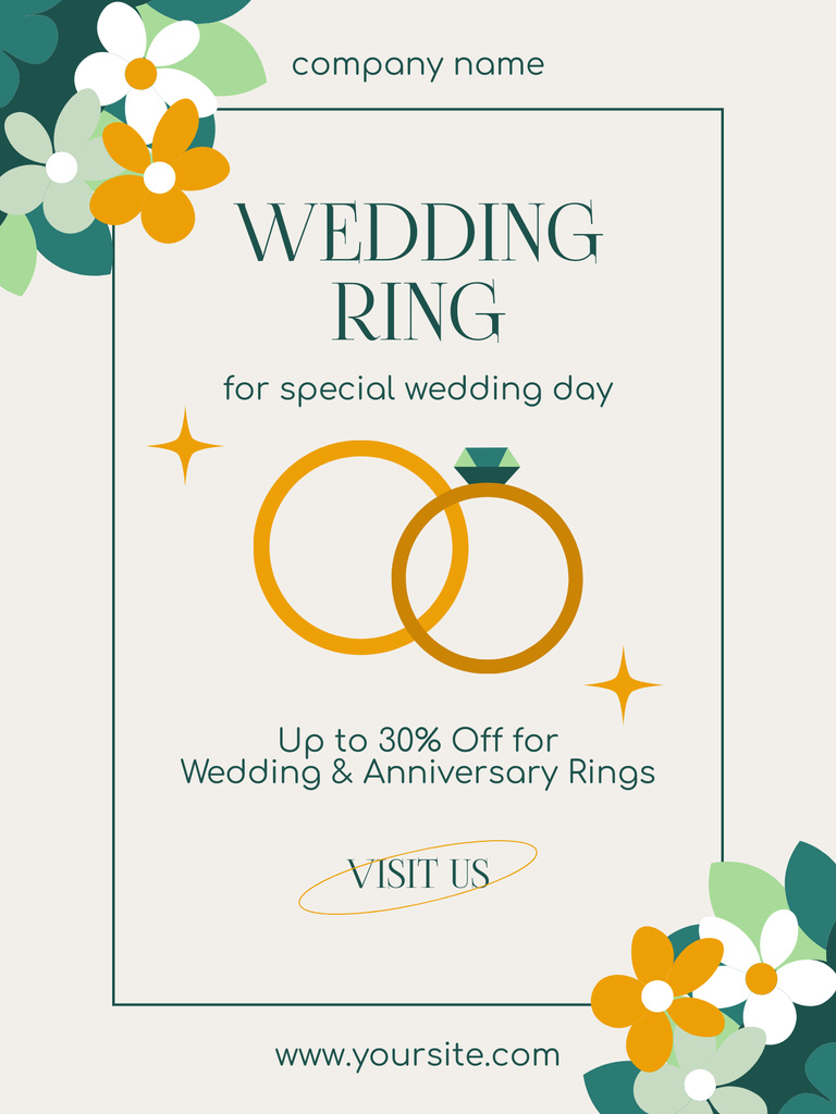 Wedding and Anniversary Rings for Sale Poster US – шаблон для дизайну