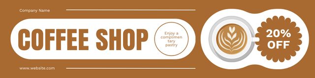 Modèle de visuel Coffee Shop Offer Complimentary Dessert And Latte With Discount - Twitter