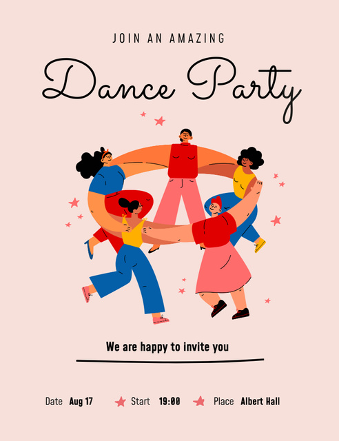 Dance Party Announcement Invitation 13.9x10.7cm tervezősablon