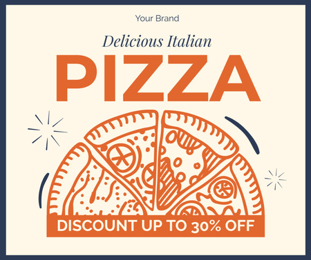 Plantilla de diseño de Deliciosa pizza italiana crujiente con descuento Facebook 