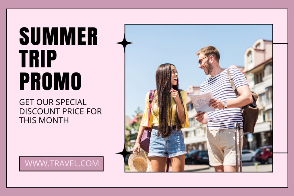 Ontwerpsjabloon van Gift Certificate van Summer Trip Promo on Pink