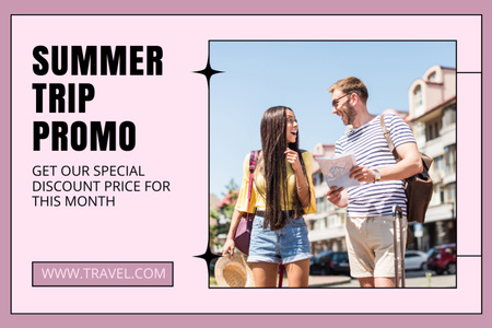 Summer Trip Promo on Pink Gift Certificate Design Template