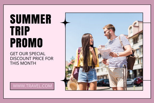 Summer Trip Promo on Pink Gift Certificate Tasarım Şablonu
