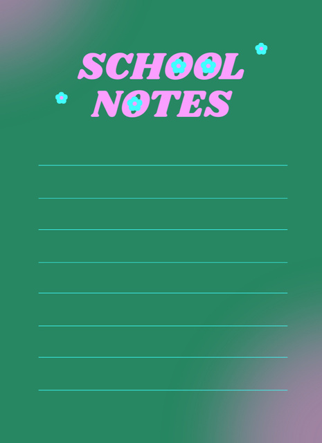 School Planning And Notes With Lines on Green Notepad 4x5.5in – шаблон для дизайна