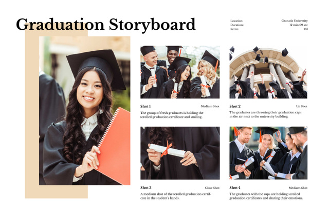 Happy Graduating Students Storyboard Šablona návrhu