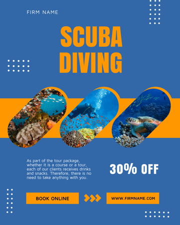 Scuba Diving Ad Poster 16x20in Modelo de Design