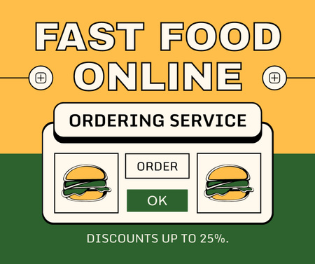 Offer of Online Fast Food Ordering Facebook Design Template