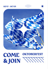 Oktoberfest Celebration Announcement with Blue Flags