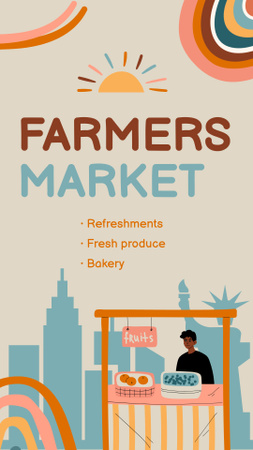 Farmers Market With Food And Bakery Instagram Video Story Šablona návrhu
