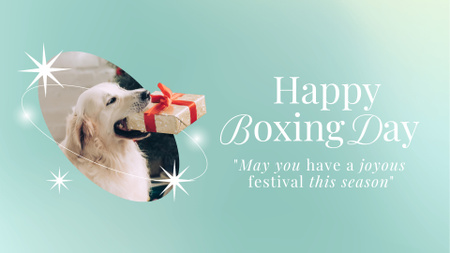 Happy Boxing Day in blue with Dog FB event cover Design Template