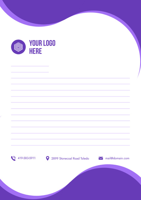 Empty Blank with Purple Waves Letterhead Πρότυπο σχεδίασης