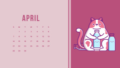 Illustration of Cute Cat on Pink