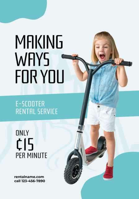Electric Scooters Rental Service Poster 28x40in Πρότυπο σχεδίασης