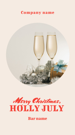 Christmas in July Greeting with Champagne Instagram Video Story Design Template