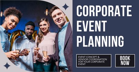 Services for Planning Corporate Events with Colleagues Facebook AD Design Template