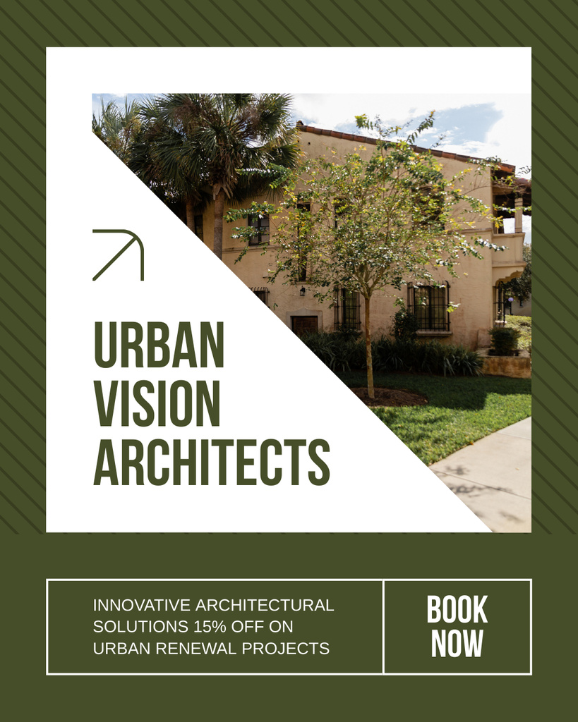 Services of Urban Vision Architects with Modern House Instagram Post Vertical Šablona návrhu
