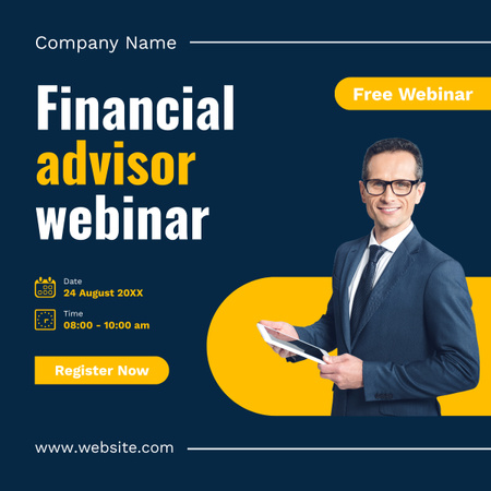 Webinar Announcement with Financial Consultant LinkedIn post Design Template
