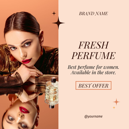Fresh Perfume Ad with Attractive Woman Instagram Design Template