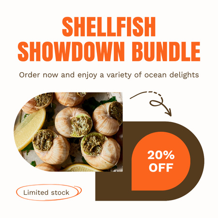 在庫限りの貝類の提供 Instagram ADデザインテンプレート