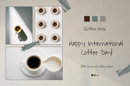 Template di design Un sacco di tazze di caffè per la celebrazione della Giornata mondiale del caffè Mood Board