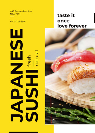 Japanese Restaurant Advertisement Fresh Sushi Flayer tervezősablon