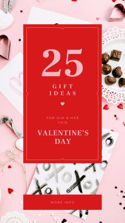 Valentine's Day Festive Heart-shaped Candies and Cards Instagram Story Design Template