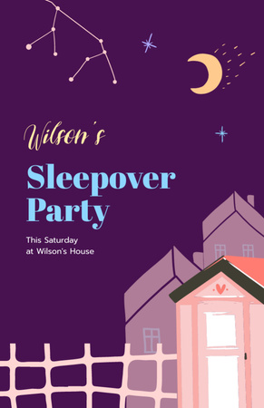 Saturday Sleepover Party Invitation 5.5x8.5in Design Template
