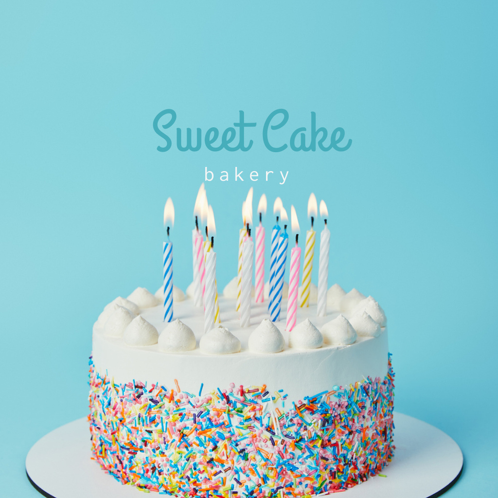 Bakery Ad with Candles in Cake Logo 1080x1080px Πρότυπο σχεδίασης