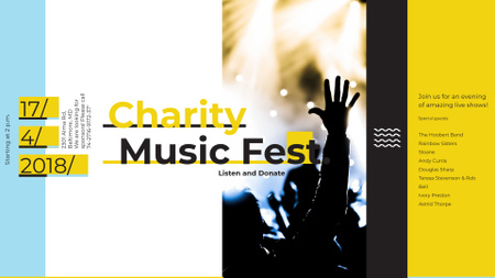 Music Fest Invitation Crowd at Concert FB event cover Modelo de Design
