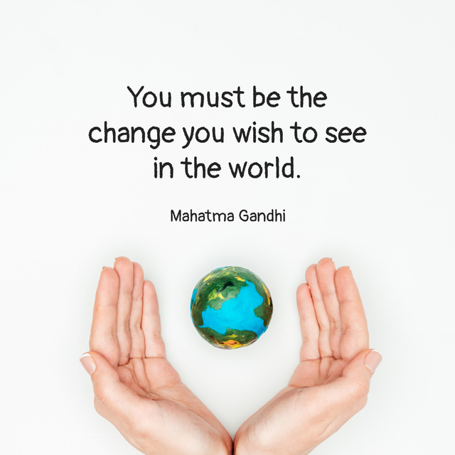 Wise Quote of Mahatma Gandhi with Earth Instagram – шаблон для дизайну