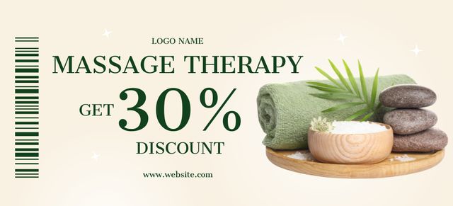 Massage Studio Ad with Spa Composition Coupon 3.75x8.25in Design Template