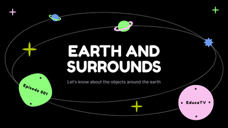 Earth And Surrounds Educational Channel Cover on Black Youtube Thumbnail Design Template