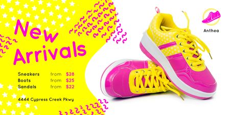 Sport Shoes Sale with Sneakers in Pink and Yellow Twitter – шаблон для дизайну