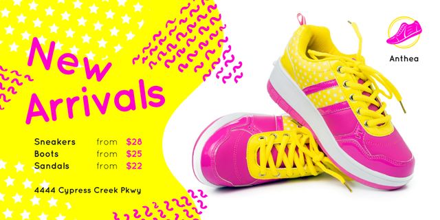 Plantilla de diseño de Sport Shoes Sale with Sneakers in Pink and Yellow Twitter 