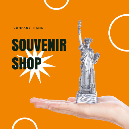 Lovely Souvenir Shop Promotion With Liberty Statue Animated Post Design Template