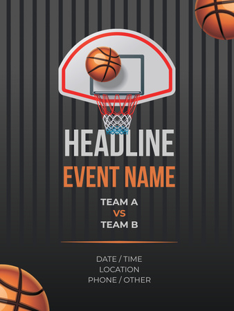 Announcement of Basketball Tournament Poster US Design Template