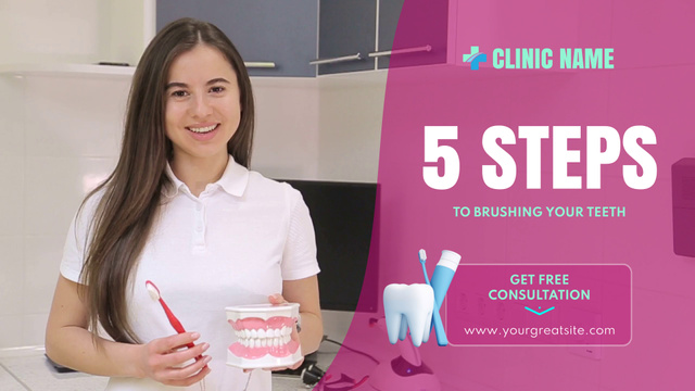 Guide About Brushing Teeth From Dental Clinic Full HD video Πρότυπο σχεδίασης