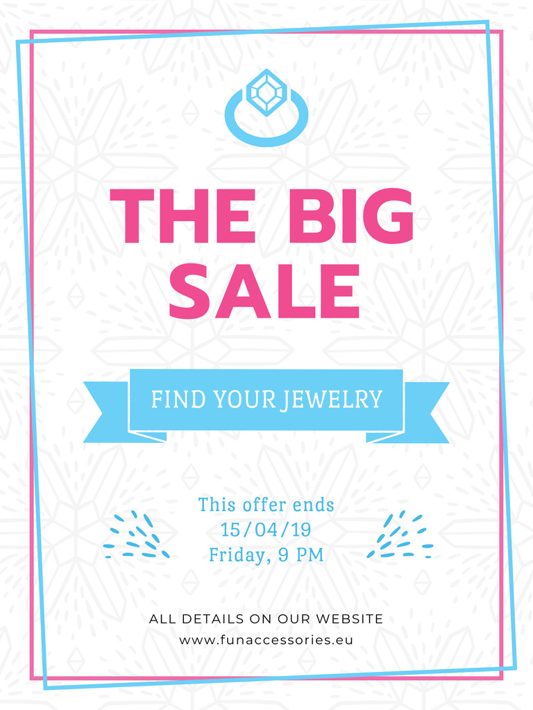 Jewelry sale with Ring in blue Poster US Design Template