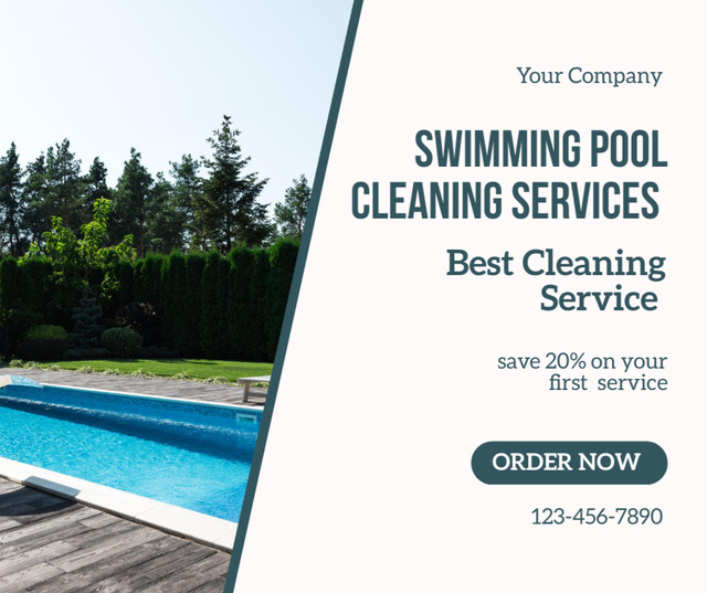 Discount on Best Pool Cleaning Services Facebook Design Template