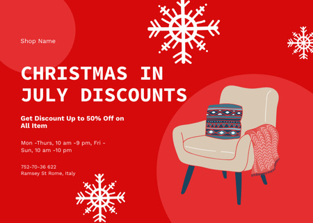 Plantilla de diseño de Anuncio de venta de Navidad en julio Flyer 5x7in Horizontal 