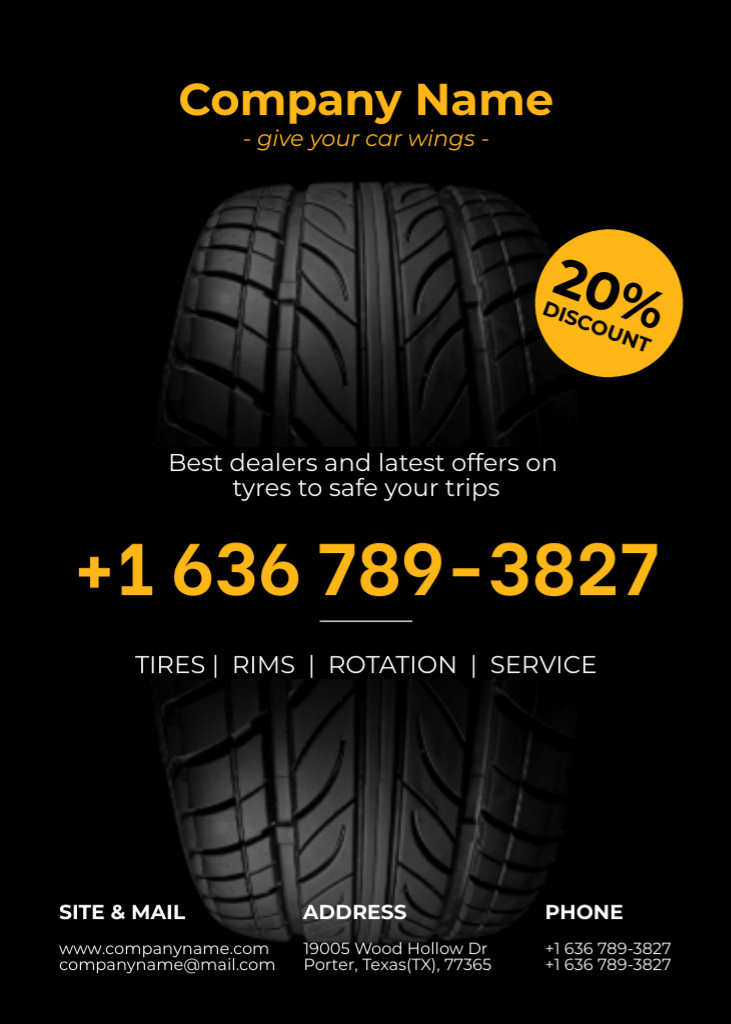 Car Repair Services Offer with Tire Flayer Design Template