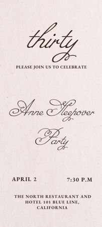 Sleepover Birthday Party Announcement with Handwritten Text Invitation 9.5x21cm – шаблон для дизайну