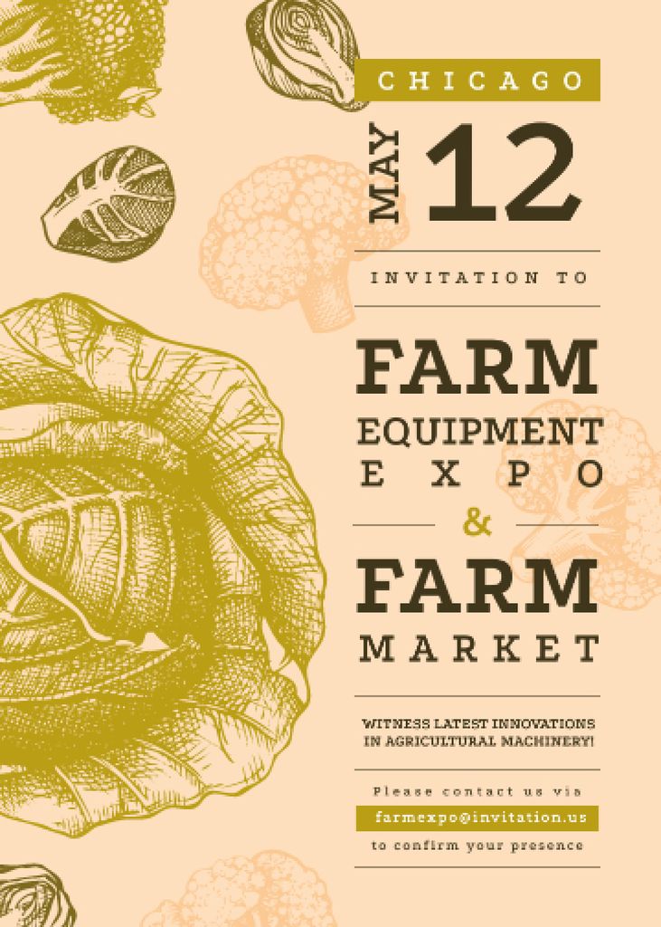 Farm Equipment Exhibition Announcement Invitation Modelo de Design