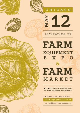 Healthy green cabbage for Farming expo Invitation Design Template