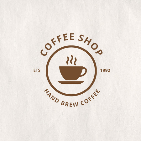 Coffee House with Emblem on White Logo 1080x1080pxデザインテンプレート