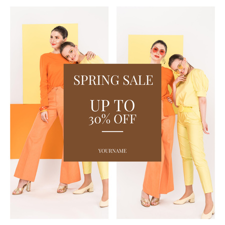 女性の春のファッション セールのコラージュ Instagram ADデザインテンプレート