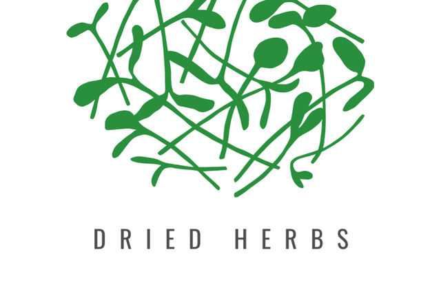 Dried herbs ad with Green leaves Label Šablona návrhu
