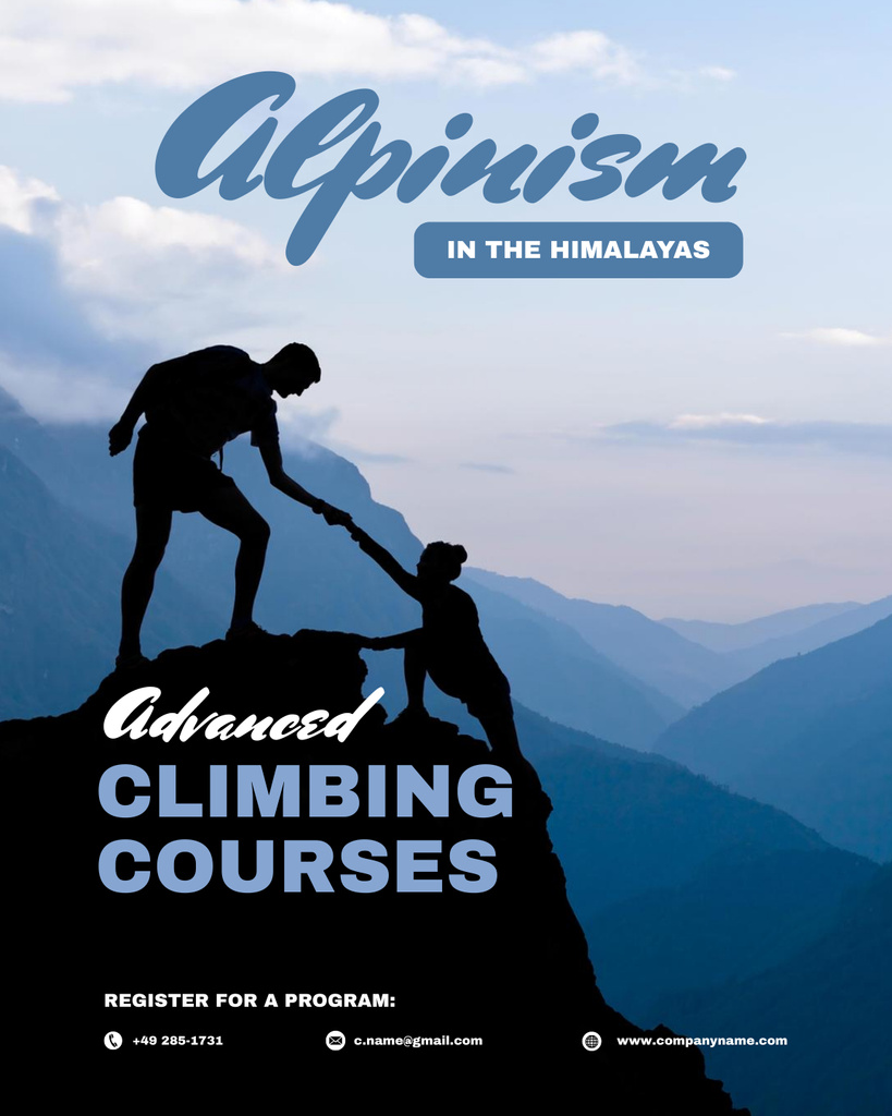 Exciting Climbing Courses And Mountaineering Poster 16x20in Πρότυπο σχεδίασης
