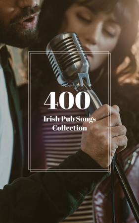 Ontwerpsjabloon van Book Cover van Irish Pub Song Collection-aanbieding met jong stel