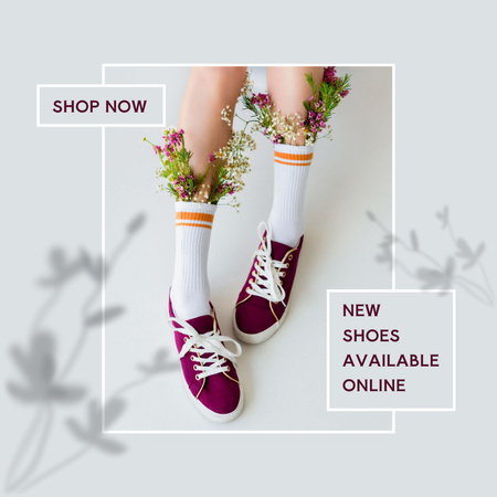 Designvorlage Online Sale Announcement of Women's Sneakers für Instagram